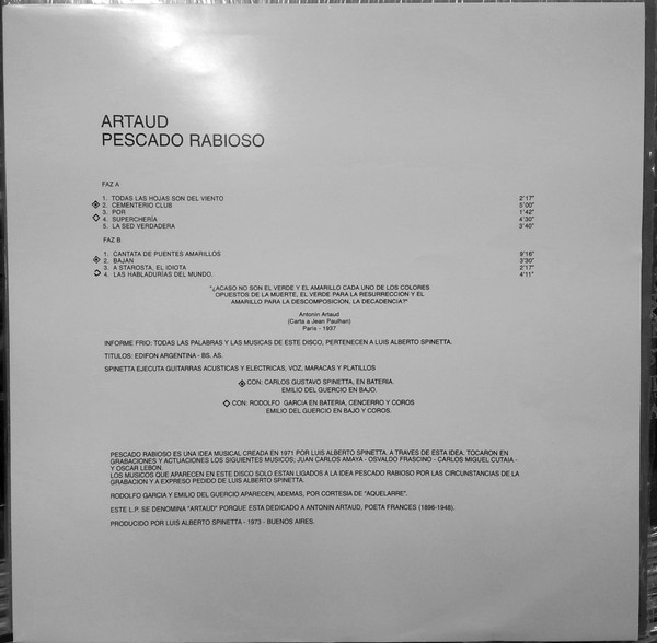Pescado Rabioso – Artaud (Funda Cuadrada) - Imagen 2