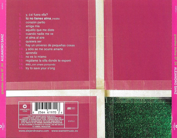 Alejandro Sanz – Grandes Éxitos 1997-2004 (CD) - Imagen 2